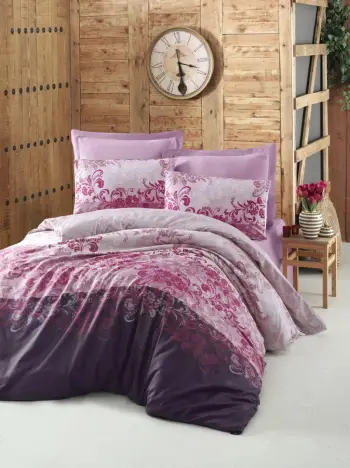Set mbulesë për jorgan dopio satin, L'essentiel, Rina, ngjyrë rozë/lila/krem/rozë e hapur