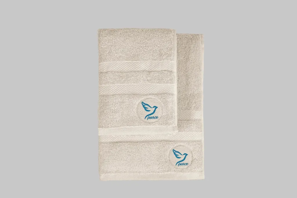 Set peshqirësh duarsh dhe banje (2 copë), Mijolnir, Peace, bezhë - 1