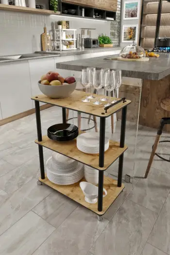 Karrocë shërbyese për darkë, ngjyrë lisi, Skye Decor