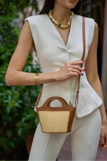 Çantë dore Zoozie Bags, MK1020225SV10-016, ngjyrë tan dhe lis