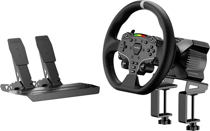 Set gaming Moza Racing RS074, bazë R3, timon ES, pedale SRP-Lite, për PC, e zezë - 1