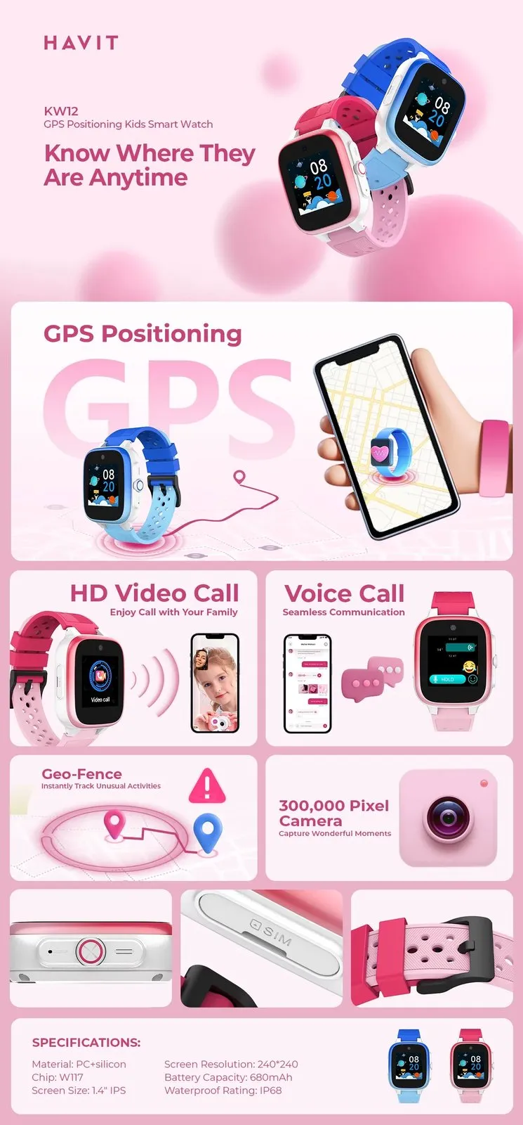 Orë E Mençur HAVIT KW12 (Pembe) - 2