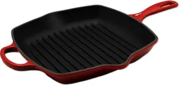 Tigan grili, Le Creuset, Signature Square 26 cm (20183260600422), gize, me rripa grili, i përshtatshëm për furrë, e kuqe qershie