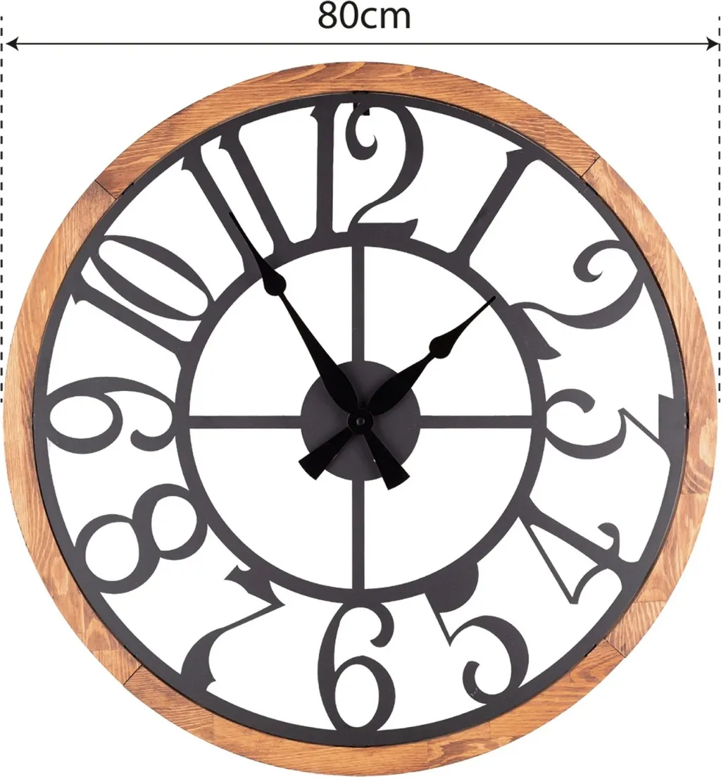 Orë muri dekorative, metalike, Wallity Bonni, e zezë dhe lis, 80cm - 3