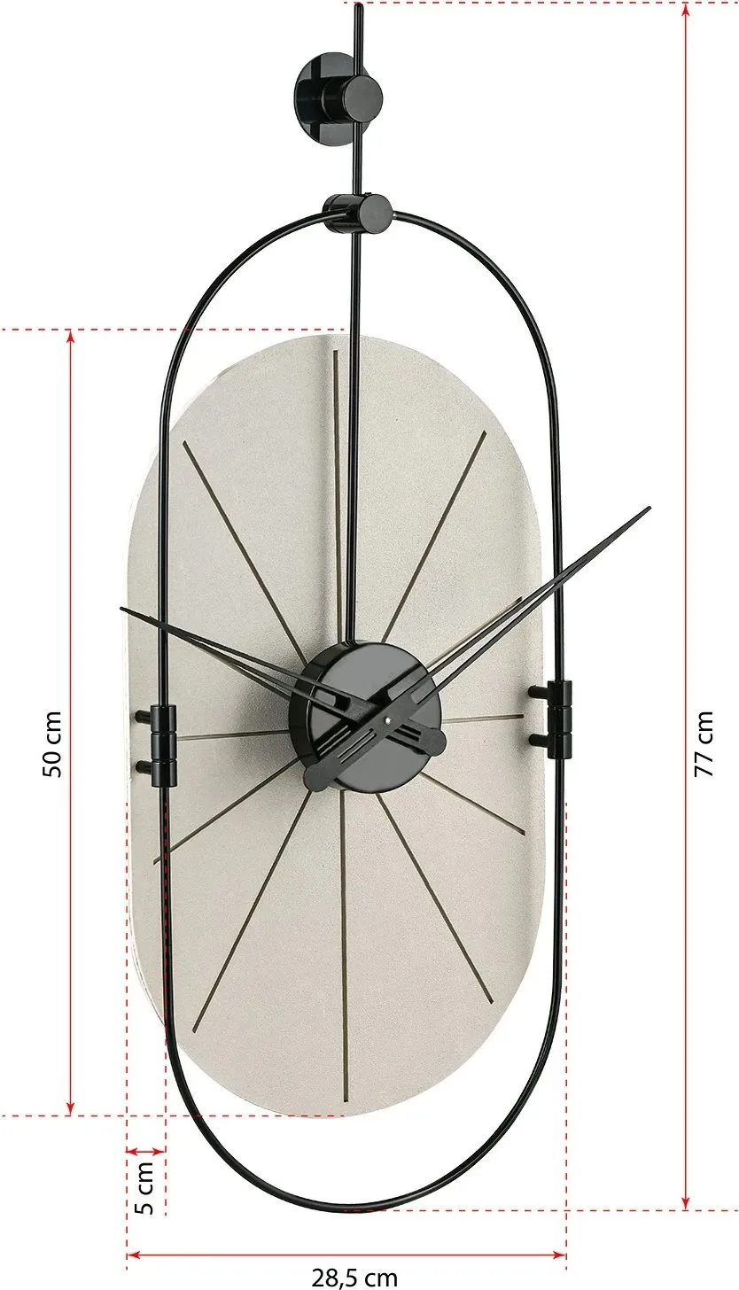 Orë muri dekorative metalike Wallity, e bardhë/zezë, 77x29cm - 6