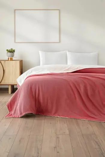 Batanije dopio, pambuk 100%, e kuqe, L'Essentiel Linge de Maison, Likya, 195x220cm