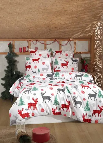 Set mbulesë për jorgan dopio, L'Essentiel Linge de Maison, geyik, e bardhë