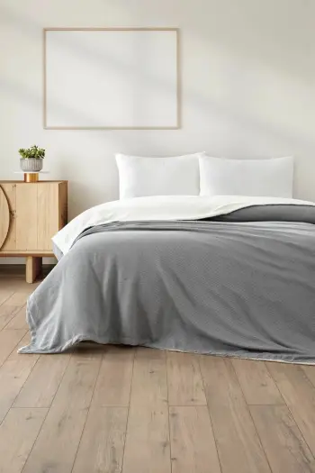 Batanije dopio, pambuk 100%, ngjyrë gri, L'Essentiel Linge de Maison, Likya, 195x220cm