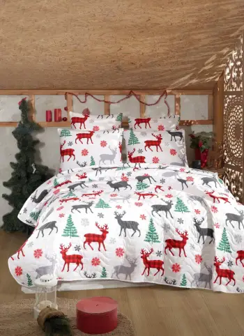 Set mbulesë dysheku për dopio, L'Essentiel Linge de Maison, geyik, e bardhë