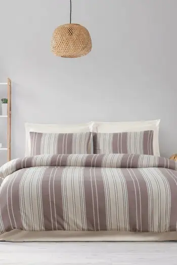 Set mbulesë për jorgan dopio, L'Essentiel Linge de Maison, Lima, kafe-bezhë