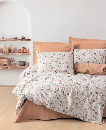 Set mbulesë për dyshek dopio, ngjyrë karamel dhe e bardhë, L'Essentiel Linge de Maison