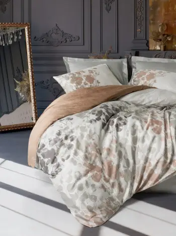 Set mbulesë për jorgan dopio, saten, ngjyrë gri, L'Essentiel Linge de Maison, Blatt