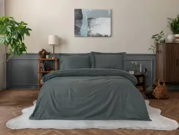 Set mbulesë për jorgan king size, saten pambuku, ngjyrë antracit, L'Essentiel Linge de Maison
