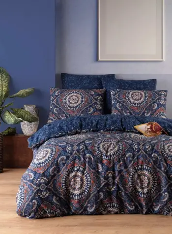 Set mbulesë për jorgan king size, ngjyrë kaltër e errët, L'Essentiel Linge de Maison, Varak