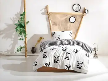 Set mbulesë jorgani njëpersonëshe, panda, L'Essentiel Linge de Maison