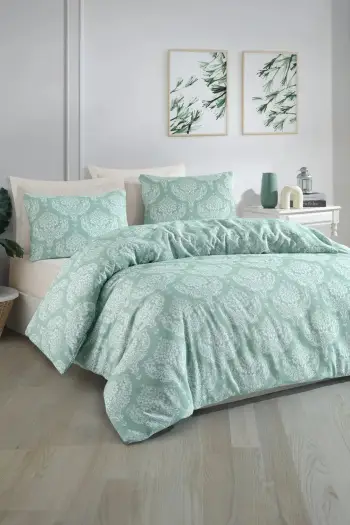 Set mbulesë për jorgan dopio, ngjyrë jeshile ujore, L'Essentiel Linge de Maison