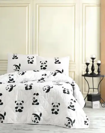 Set mbulesë krevati king me jorgan të qepur, panda, L'Essentiel Linge de Maison
