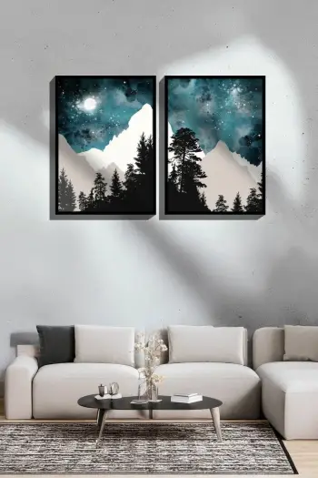 Pikturë dekorative me kornizë (2 copë), Wallity, Ersy2Lımodel18-Sıyah