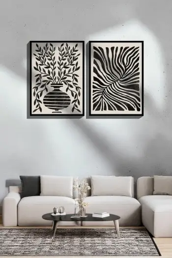 Pikturë dekorative me kornizë (2 copë), Wallity, Ersy2Lımodel26-Sıyah