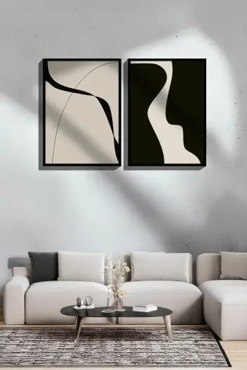 Pikturë dekorative me kornizë (2 copë), Wallity, Ersy2Lımodel1-Sıyah