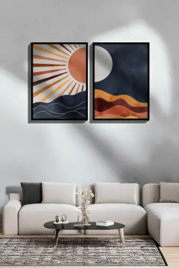 Pikturë dekorative me kornizë (2 copë), Wallity, Ersy2Lımodel31-Sıyah