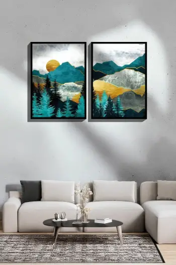 Pikturë dekorative me kornizë (2 copë), Wallity, Ersy2Lımodel25-Sıyah