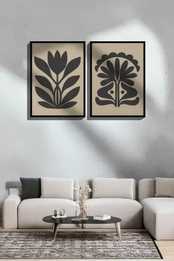 Pikturë dekorative me kornizë (2 copë), Wallity, Ersy2Lımodel32-Sıyah