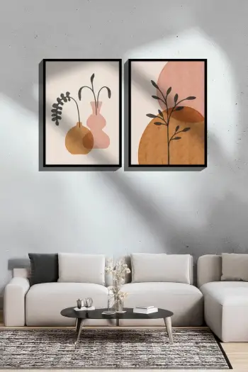 Piktura dekorative me kornizë (2 copë), model Ersy2Lımodel38-Sıyah, Wallity