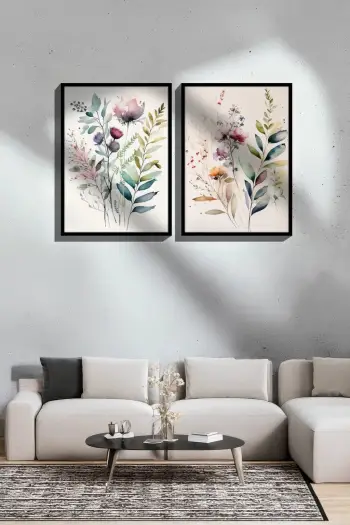 Pikturë dekorative me kornizë (2 copë), Wallity, Ersy2Lımodel37-Sıyah