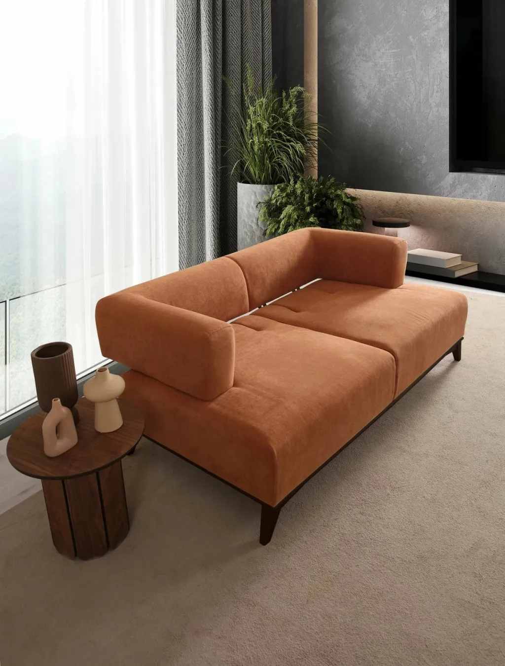 Divan dy ulës Hera, portokalli e zi, Atelier del Sofa - 2