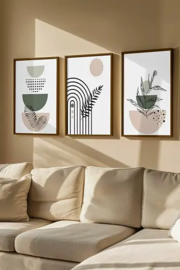 Pikturë dekorative me kornizë (3 copë), Wallity, Artvmodel10-Kahve