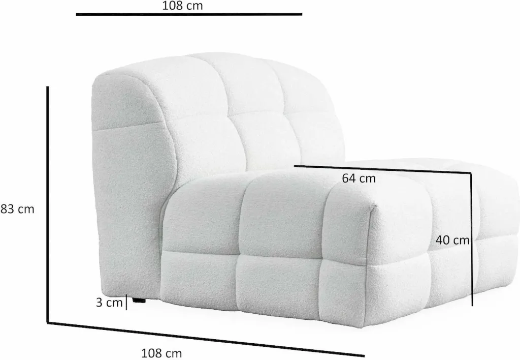 Karrige njëvendëshe Pescara O1, e bardhë, Atelier del Sofa - 3