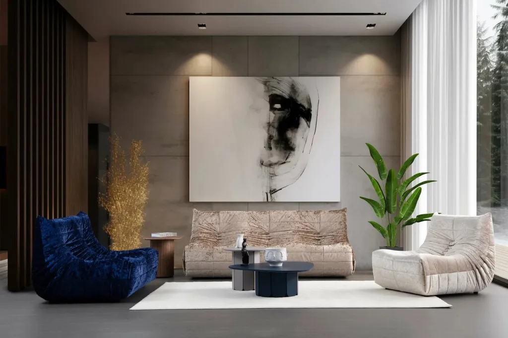 Divan dy-vendësh, ngjyrë e kaltër, Atelier del Sofa, Bocek - 1
