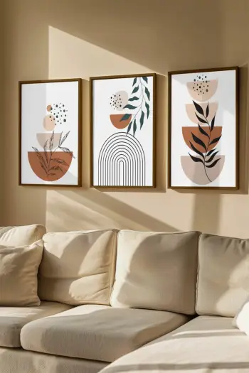 Set pikturash dekorative me kornizë (3 copë), Wallity, Artvmodel14-Kahve