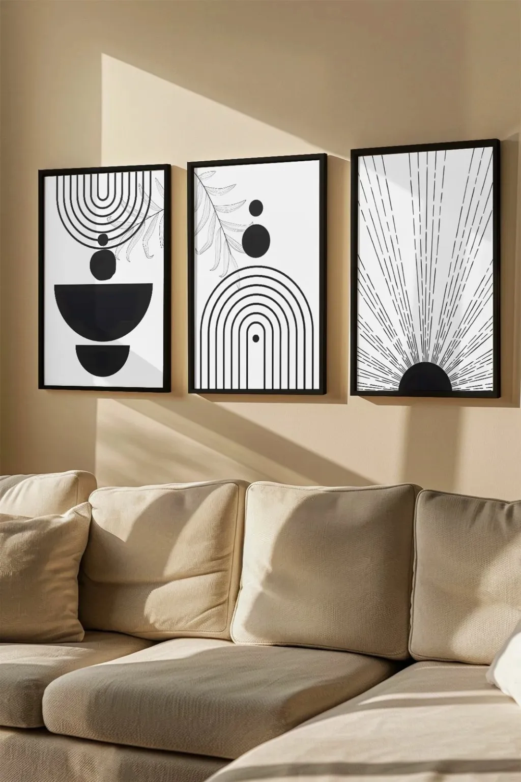 Pikturë dekorative me kornizë (3 copë), Wallity, Artvmodel15-Sıyah - 1