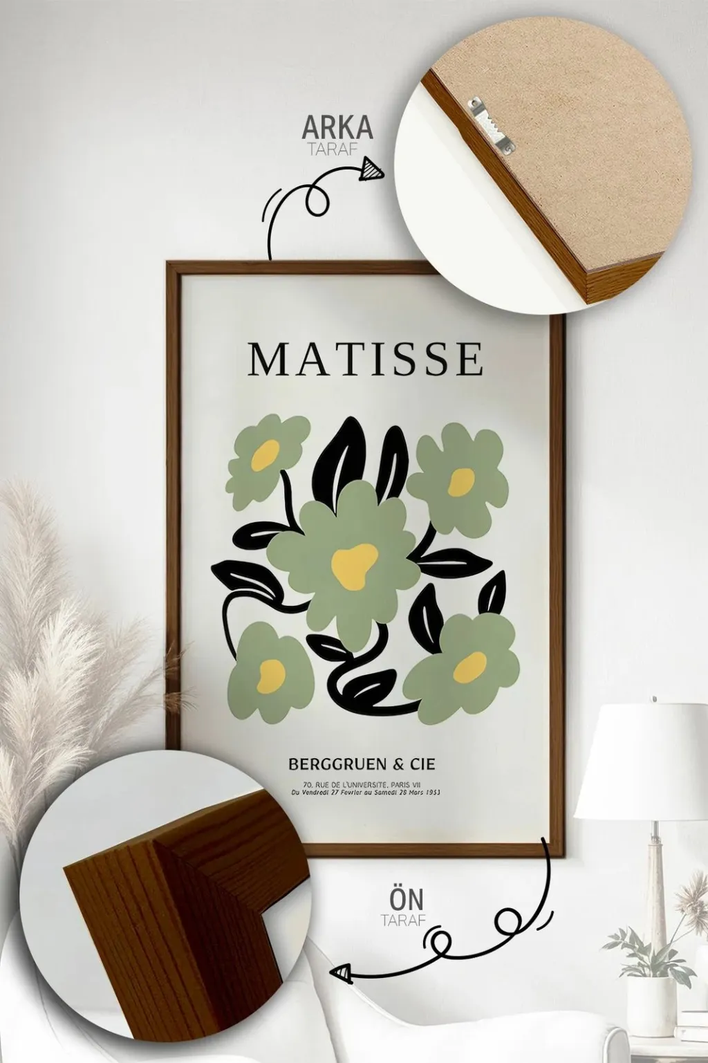 Pikturë dekorative me kornizë (3 copë), Wallity, Artvmodel13-Kahve - 2