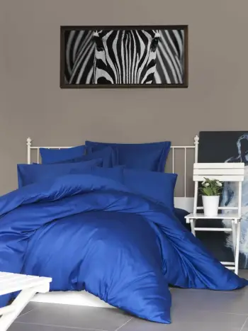 Set mbulesë jorgani super king satin, ngjyrë e kaltër e errët, L'Essentiel Linge de Maison