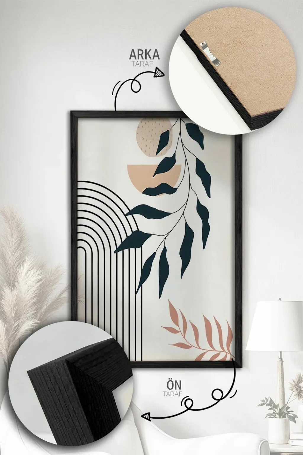 Pikturë dekorative me kornizë (3 copë), Wallity, Artvmodel30-Sıyah - 2