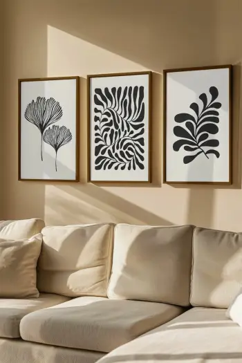 Pikturë dekorative me kornizë (3 copë), Wallity, Artvmodel31-Kahve