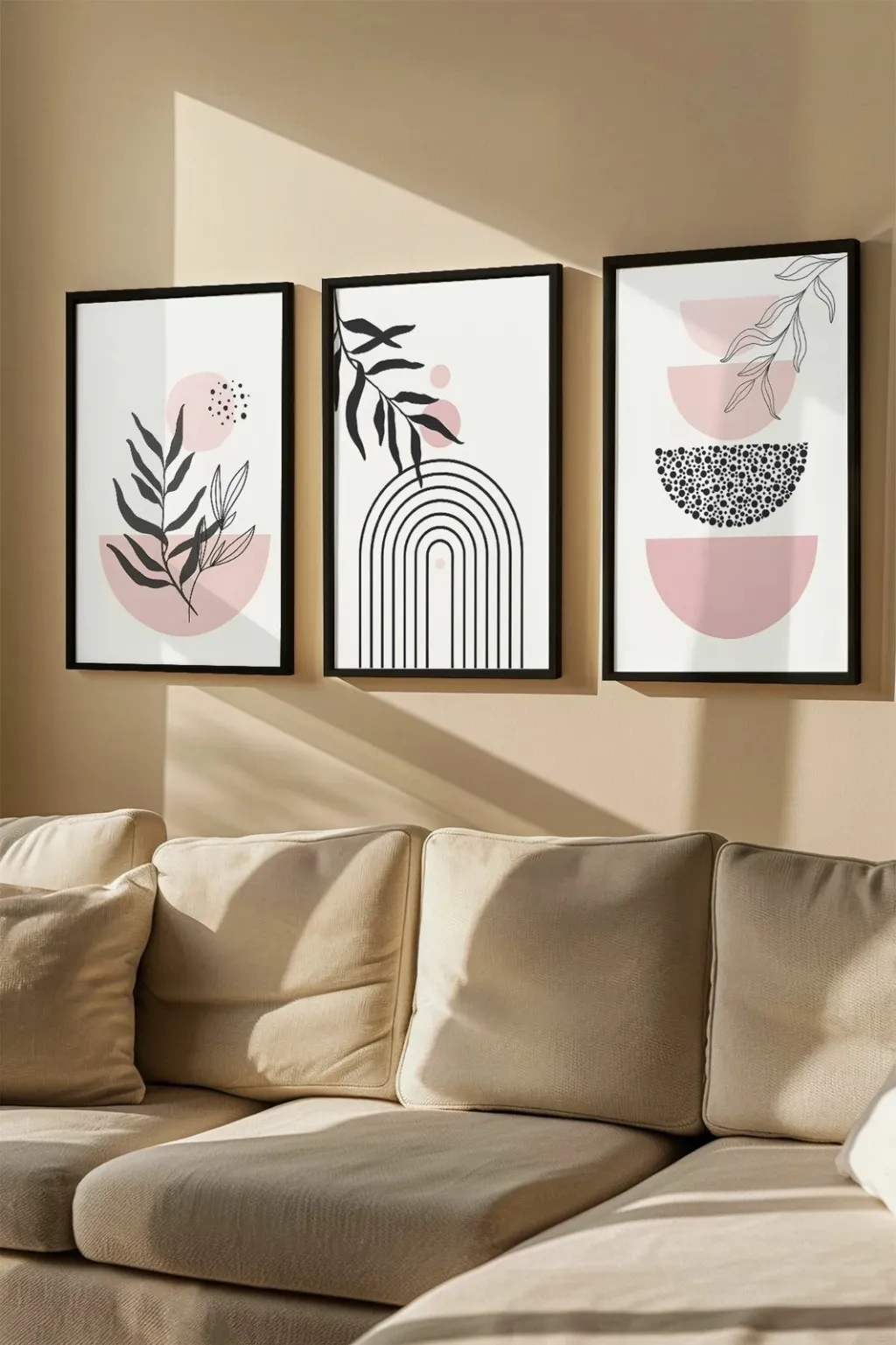 Pikturë dekorative me kornizë (3 copë), Wallity, Artvmodel2-Sıyah - 1