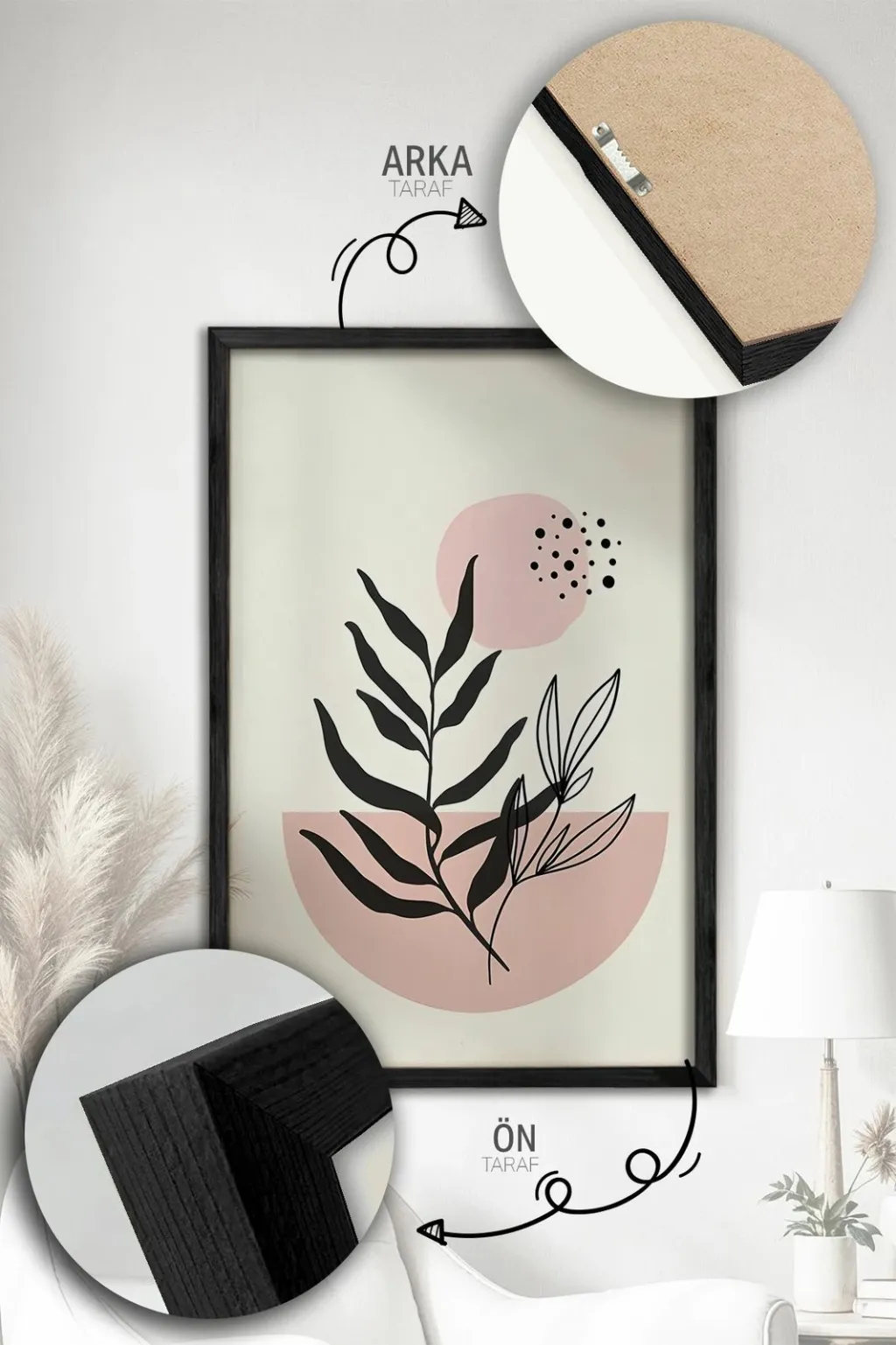 Pikturë dekorative me kornizë (3 copë), Wallity, Artvmodel2-Sıyah - 2