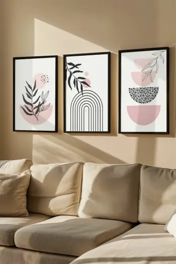 Pikturë dekorative me kornizë (3 copë), Wallity, Artvmodel2-Sıyah