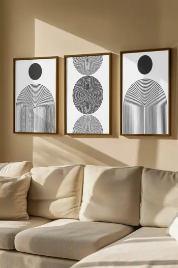 Set pikturash dekorative me kornizë, 3 copë, Wallity, Artvmodel41-Kahve