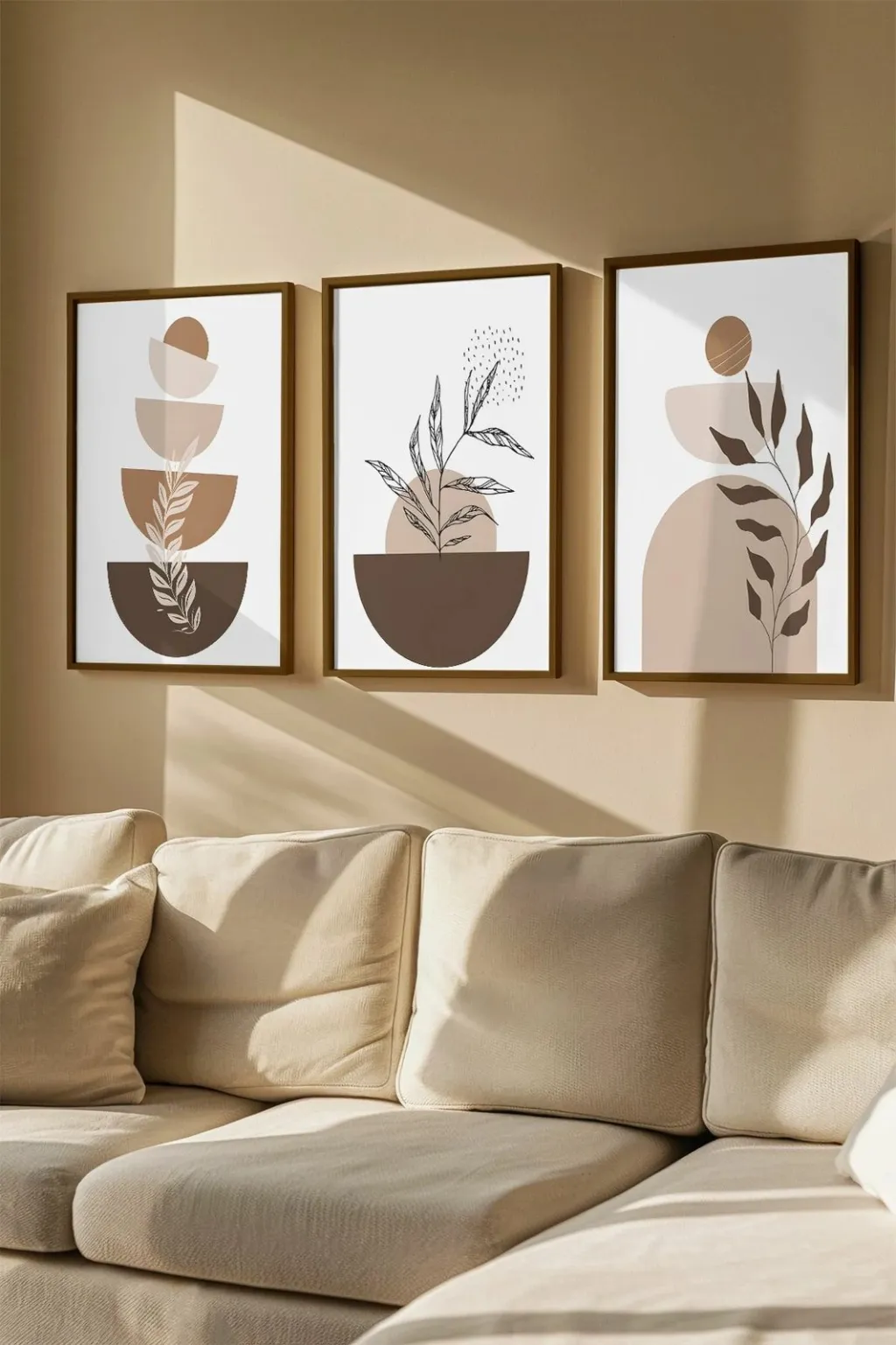 Set pikturash dekorative me kornizë, 3 copë, Wallity, Artvmodel4-Kahve - 1