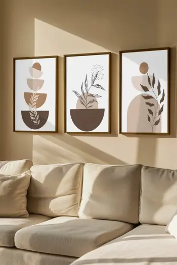 Set pikturash dekorative me kornizë, 3 copë, Wallity, Artvmodel4-Kahve