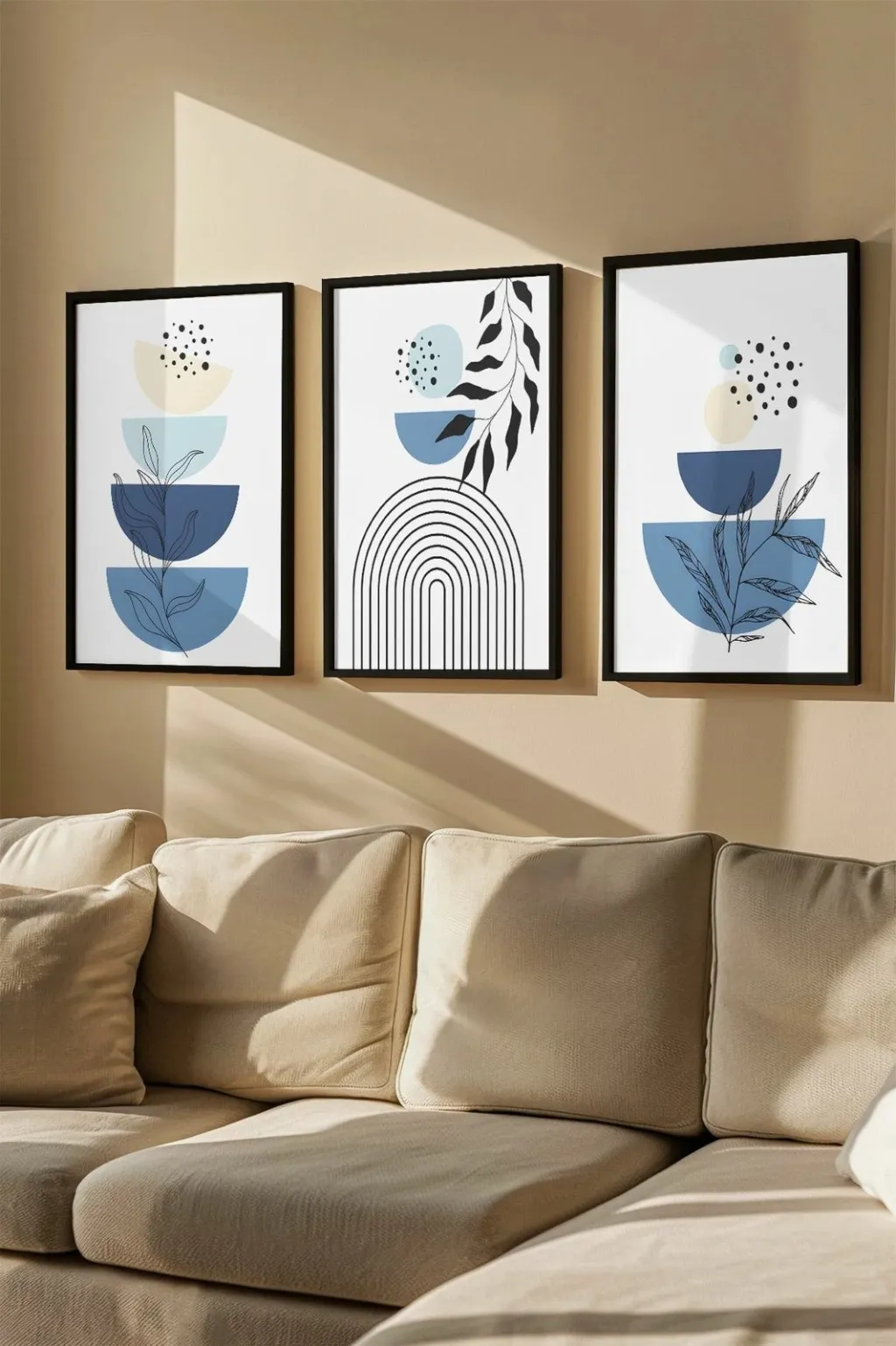 Pikturë dekorative me kornizë (3 copë), Wallity, Artvmodel5-Siyah - 1