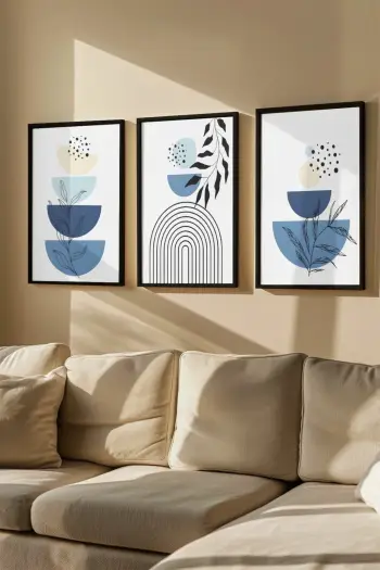 Pikturë dekorative me kornizë (3 copë), Wallity, Artvmodel5-Siyah