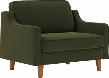 Divan një vendësh Robin, ngjyrë jeshile vaji, këmbë druri arre