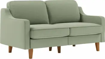 Divan dy ulëshe Robin 2, ngjyrë jeshile deti, këmbë druri arre, Atelier del Sofa