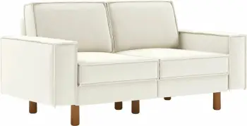 Divan dy ulëshe Atelier del Sofa, ngjyrë Milk Froth, këmbë dru arre